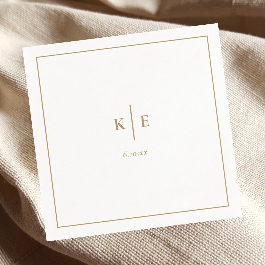 Classic Gold Monogram Wedding Napkins Serviette