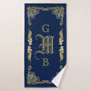 Classic Gold Monogramm Wählen Sie Ihre Hintergrun Badehandtuch