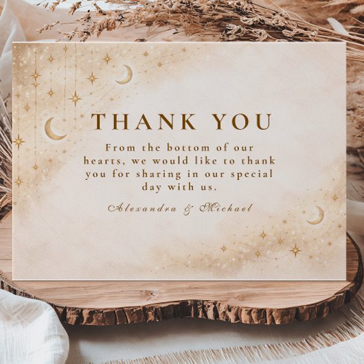 Classic Gold Moonlight Wedding Dankeskarte