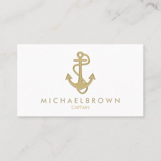 Classic Gold Nautical Anchor Visitenkarte (Vorderseite)