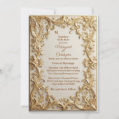 Classic Gold Ornate Floral Motif Modern Typography Einladung (Vorderseite)
