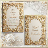 Classic Gold Ornate Floral Motif Modern Typography Einladung