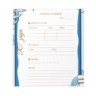 Classic gold pastel cute blue fittness Planner  Notizblock