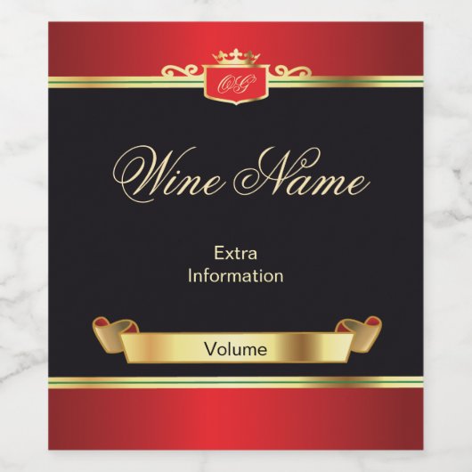 Classic Gold Red Black OG Wine Label Weinetikett (Einzelnes Label)