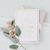 Classic Gold Religious Baptism & Christening Folieneinladung