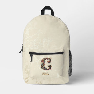 Classic Gold Rucksack Elegantes barockes Monogramm
