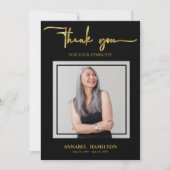 Classic Gold Script Beileid Vielen Dank Foto Einladung (Vorderseite)