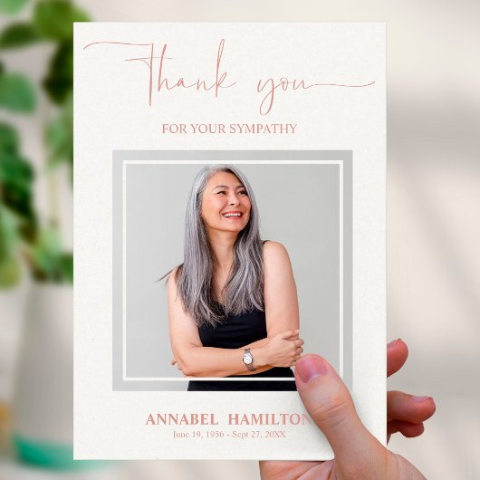 Classic Gold Script Beileid Vielen Dank Foto Einladung