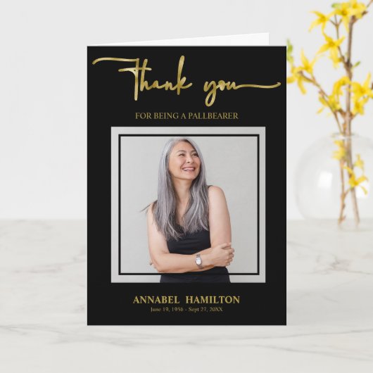 Classic Gold Script Pallbester Vielen Dank Foto Ca Karte (Gelbe Blume)