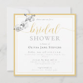 Classic Gold Script White Orchids Brautparty Einladung (Vorderseite)