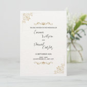 Classic & Gold Scrolls zum Hochzeitsempfang Einladung (Stehend Vorderseite)