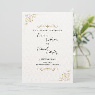 Classic & Gold Scrolls zum Hochzeitsempfang Einladung