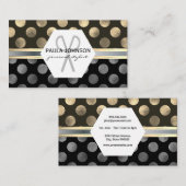 Classic Gold Silver Polka Dots Visitenkarte (Vorne/Hinten)