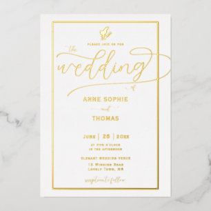 Classic Gold Spring Lily of Valley Floral Wedding Folieneinladung