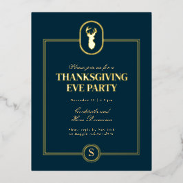 Classic Gold Stag Erntedank Eve Party Folie Einladungspostkarte