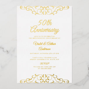 Classic Gold Swirl 50. Hochzeitstag Folieneinladung