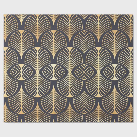 Classic Gold und Black Art Deco Lüfter Design auf Geschenkpapier (Flach)