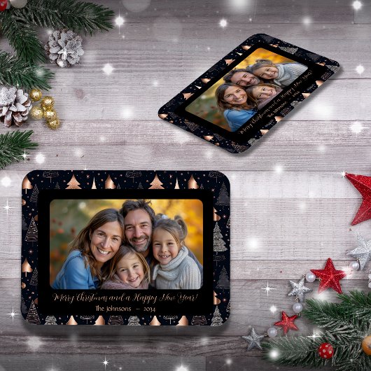 Classic Gold und Black Christmas Tree Foto Magnet
