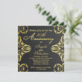 Classic Gold und Black Luxury feierliches Jubiläum Einladung (Stehend Vorderseite)