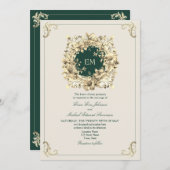 Classic Gold und Emerald Green Wedding Einladung (Vorne/Hinten)
