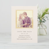 Classic Gold und Ivory Foto Save the Date (Stehend Vorderseite)
