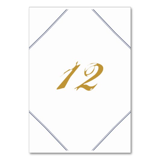 Classic Gold und Navy Wedding Tischnummer (Vorderseite)