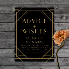 Classic Gold Vintag Advice & Wish Wedding Sign Poster