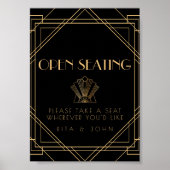 Classic Gold Vintag Open Seating Wedding Sign Poster (Vorne)