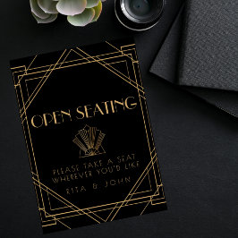 Classic Gold Vintag Open Seating Wedding Sign Poster