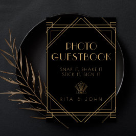 Classic Gold Vintage Wedding Foto Gästebuchuntersc Poster