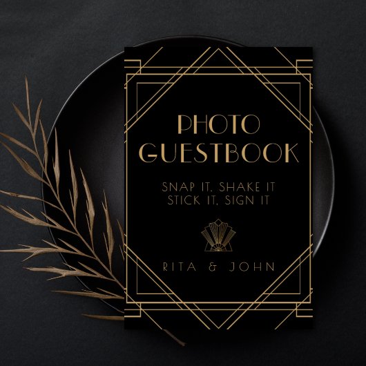 Classic Gold Vintage Wedding Foto Gästebuchuntersc Poster