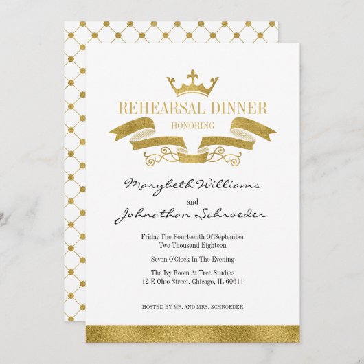 Classic Gold Wappen Probe Dinner Card Einladung (Vorne/Hinten)