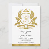 Classic Gold Wappen Save the Date Card (Vorderseite)