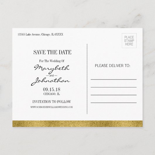 Classic Gold Wappen Save the Date Postkarte (Rückseite)