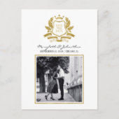 Classic Gold Wappen Save the Date Postkarte (Vorderseite)