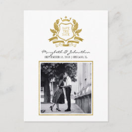 Classic Gold Wappen Save the Date Postkarte