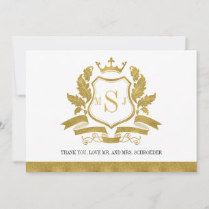 Classic Gold Wappen Wedding Dankeschön Card Dankeskarte