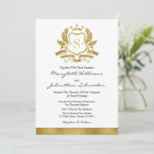 Classic Gold Wappen Wedding Invitation Card Einladung (Stehend Vorderseite)