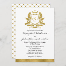 Classic Gold Wappen Wedding Invitation Card