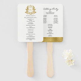 Classic Gold Wappen Wedding Program Hand Fan Fächer