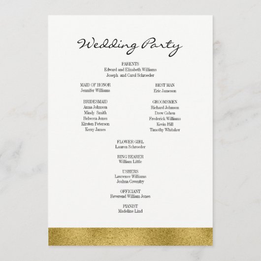 Classic Gold Wappen Wedding Program Programm (Rückseite)