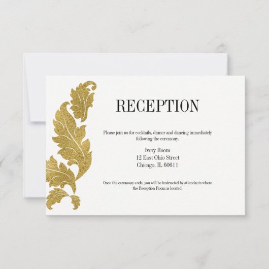 Classic Gold Wappen Wedding Reception Card Einladung (Vorderseite)