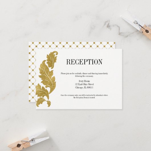 Classic Gold Wappen Wedding Reception Card Einladung (Vorderseite/Rückseite Beispiel)