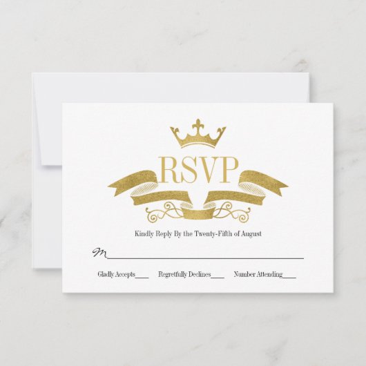 Classic Gold Wappen Wedding RSVP Card Karte (Vorderseite)