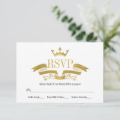 Classic Gold Wappen Wedding RSVP Card Karte (Stehend Vorderseite)