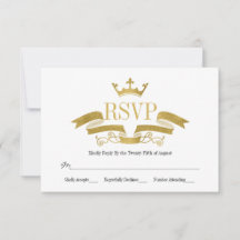 Classic Gold Wappen Wedding RSVP Card