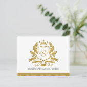Classic Gold Wappen Wedding Vielen Dank Postcard Postkarte (Stehend Vorderseite)