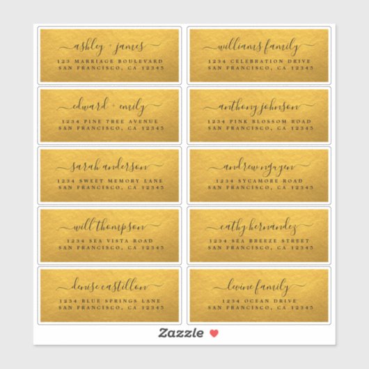 Classic Gold Wedding Guest Address Labels (Blatt)