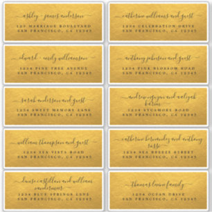 Classic Gold Wedding Guest Address Labels