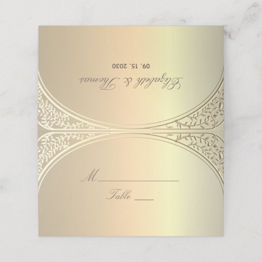 Classic Gold Wedding Platzkarte (Außenseite Aufgefaltet)